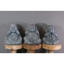 Set de 3 statues moine sagesse collier