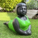 Statue baigneuse en position de yoga Panca vert
