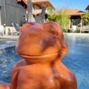 Statue grenouille yoga jardin