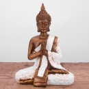 Statuette Bouddha position de prière blanc