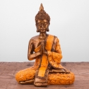 Statuette Bouddha position de prière orange