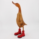 Statuette canard en bois de suar à poser rouge
