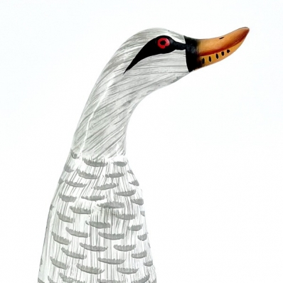 Canard articulé en albizia à poser blanc
