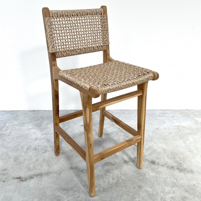 tabouret haut teck et fibres synthétiques