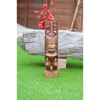 Tiki polynésien Teahupoo en bois de suar 50 cm